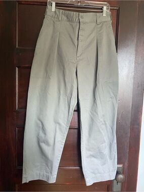 Uniqlo Wide Leg Utility Pants 100% Cotton Fatigue Gray 29 (Fits 28)